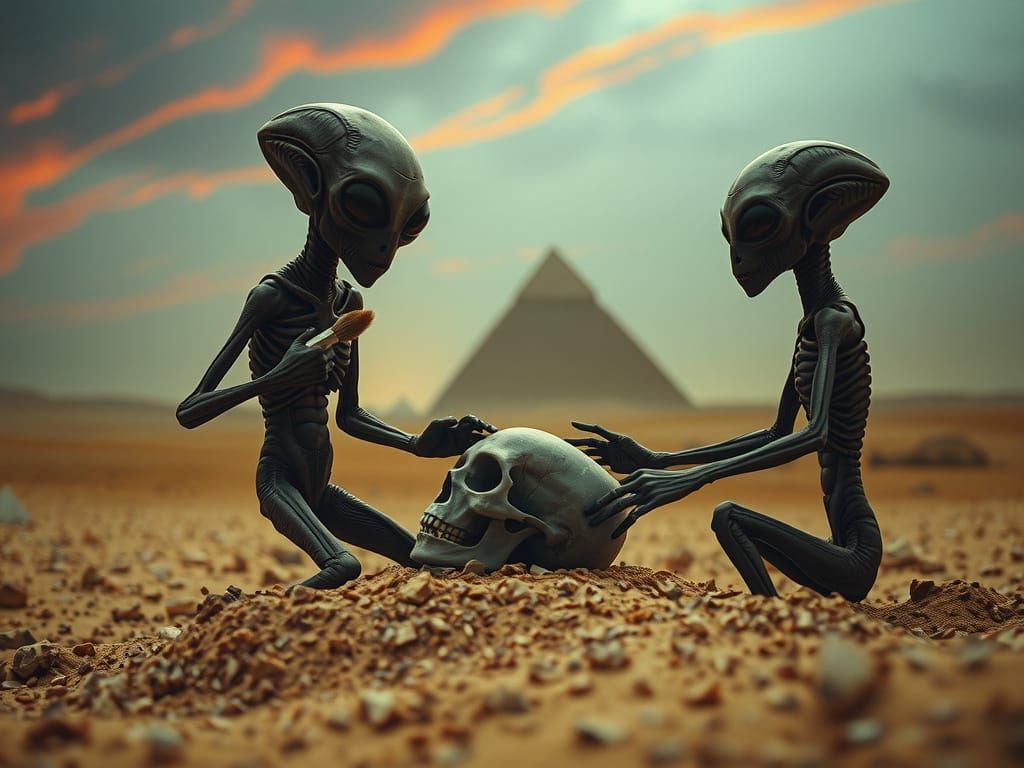 Aliens Discover Human Skull at Giza Archaeological Site