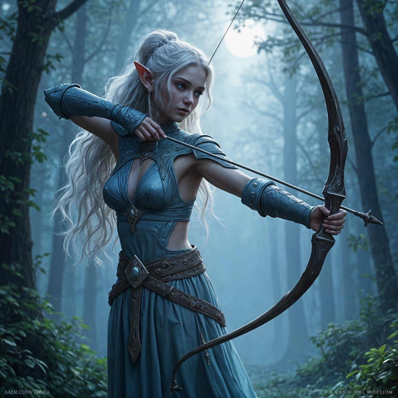 Mystical Elf Archer in Moonlit Armor