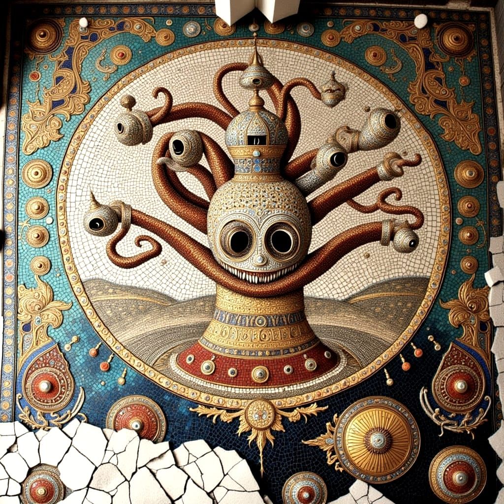 Lovecraftian Elder God Revealed in Pompeii Mosaic Fresco