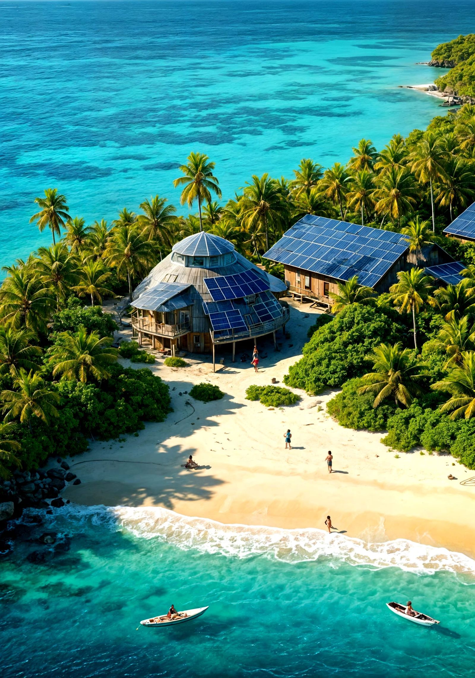 Solarpunk Paradise on a Tropical Island
