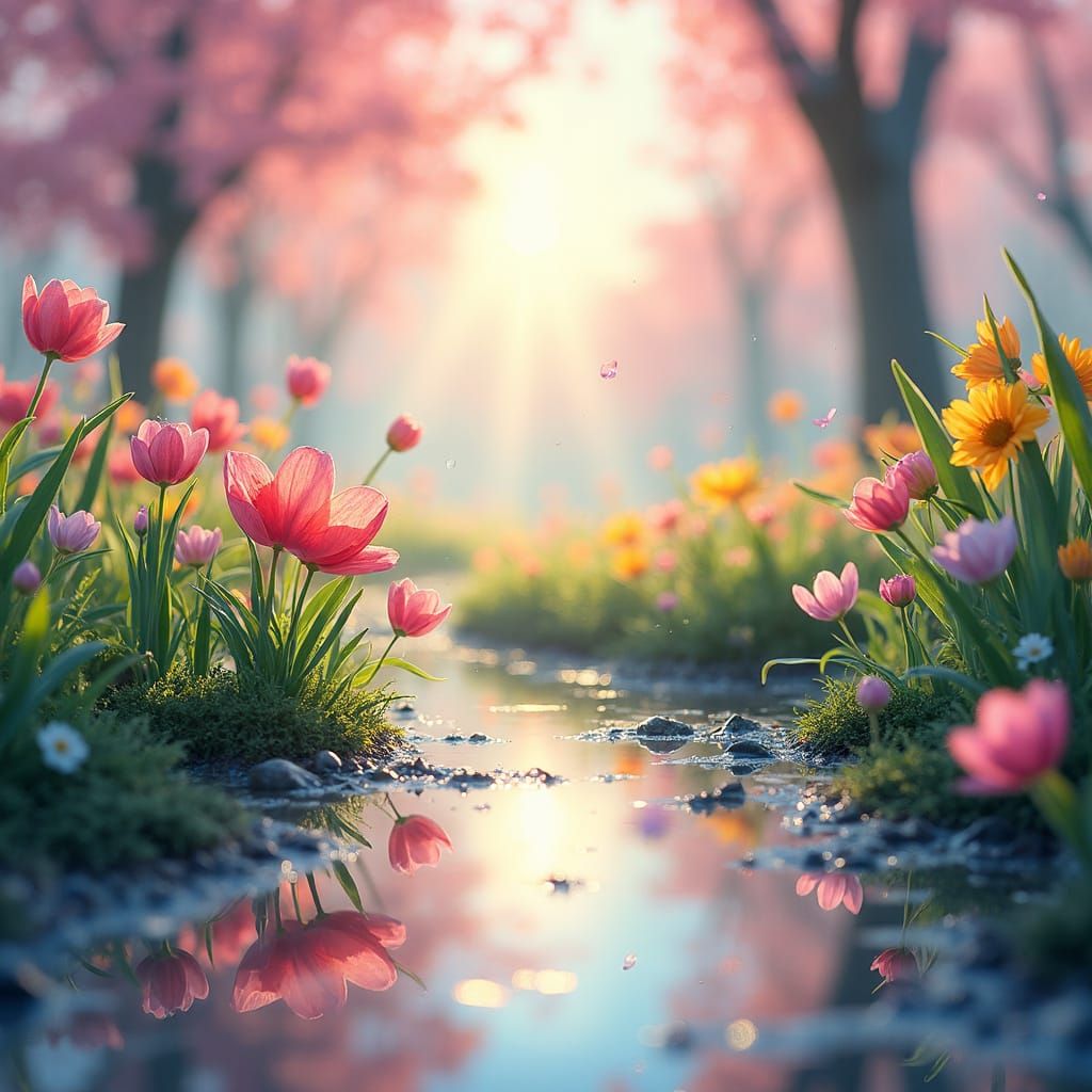 Dreamlike Spring Awakening in Vibrant Colors