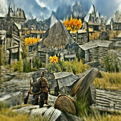 AI Interpretation of Whiterun Landscape