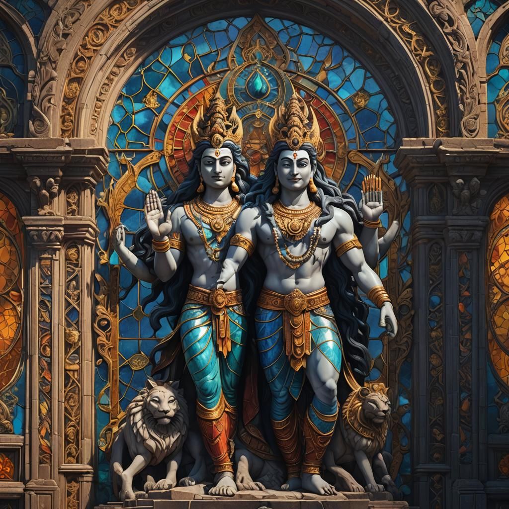 Stained Glass Window of Shiva in Palace