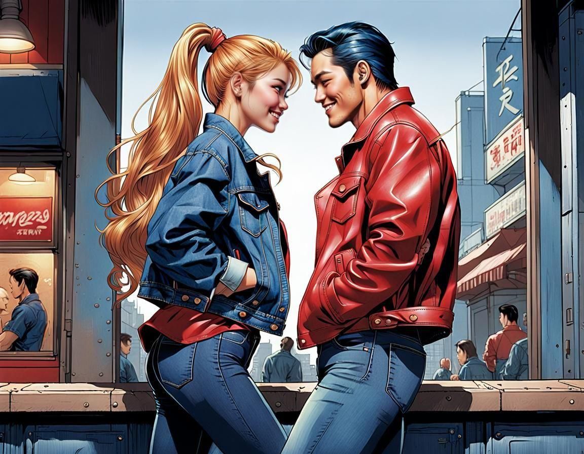 Young Couple Meeting, Hyperdetailed Comic Art