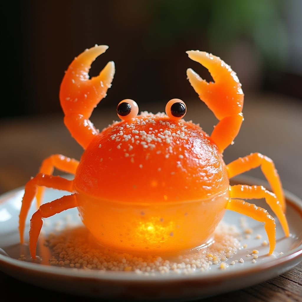 Sacred Dessert Crab in Luminous Jelly and Mochi