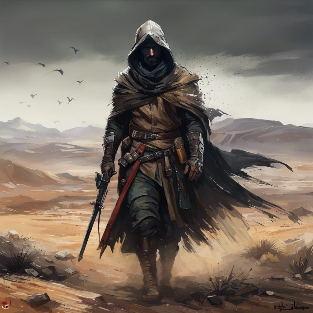 Fierce Medieval Desert Ranger in Dark Style