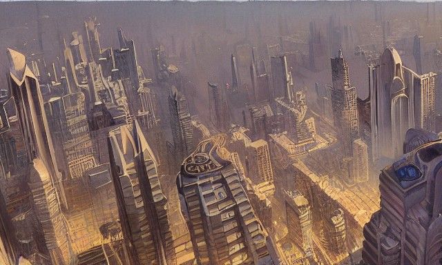 Eldritch Art Deco City in a Toilet