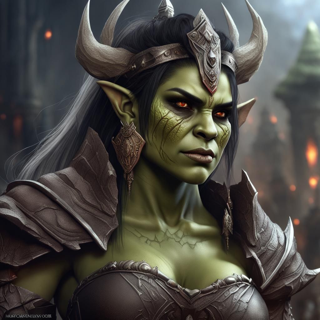 Gorgeous Orc Princess in Anime Manga Style