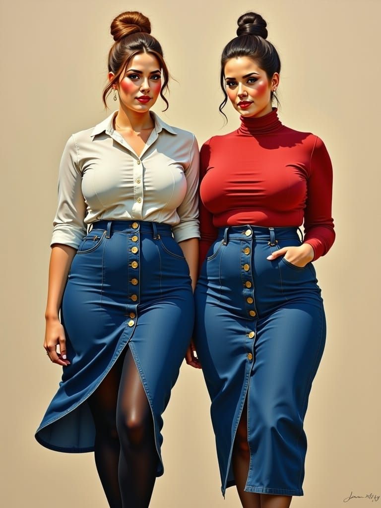 Confident Women Walking in Copenhagen Oil Paintings