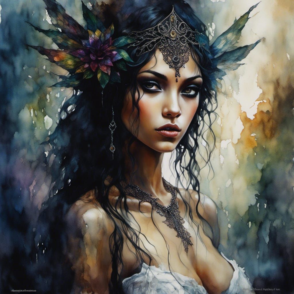 Exotic Dark Elf Fae in White Lace