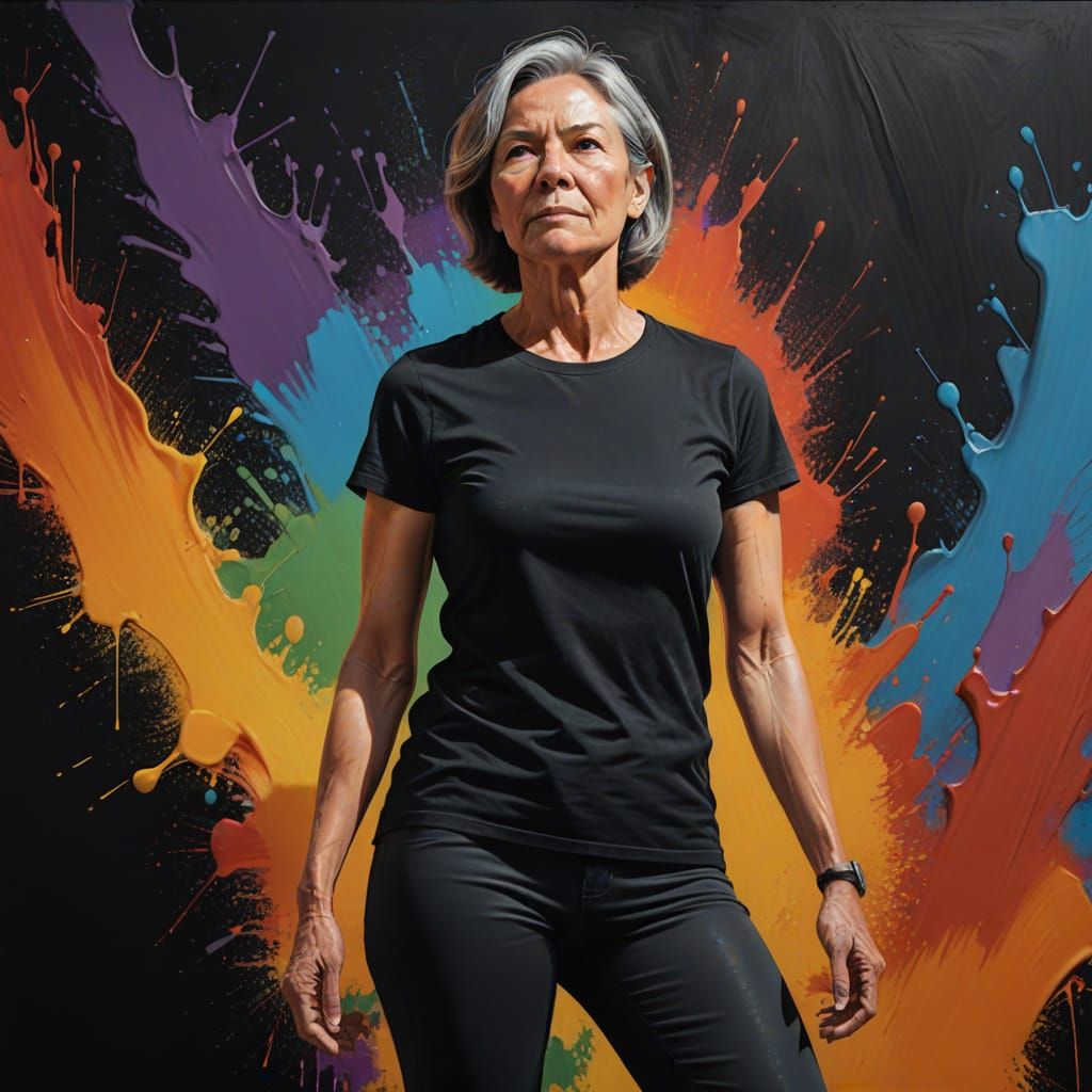 Hyperrealistic Woman with Exaggerated Proportions in Splash ...