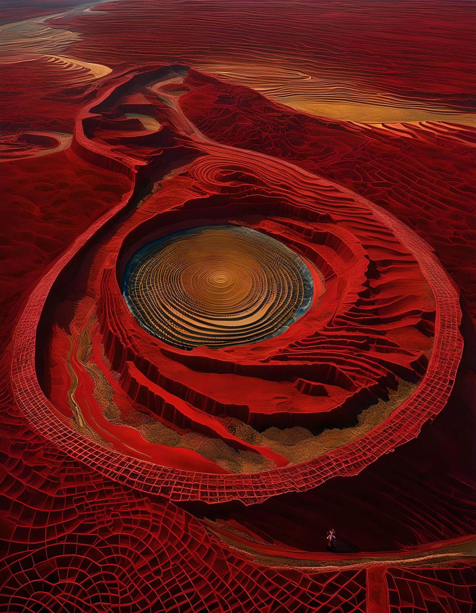 Intricate Spirograph Landscape in Tsinga Rouge Style