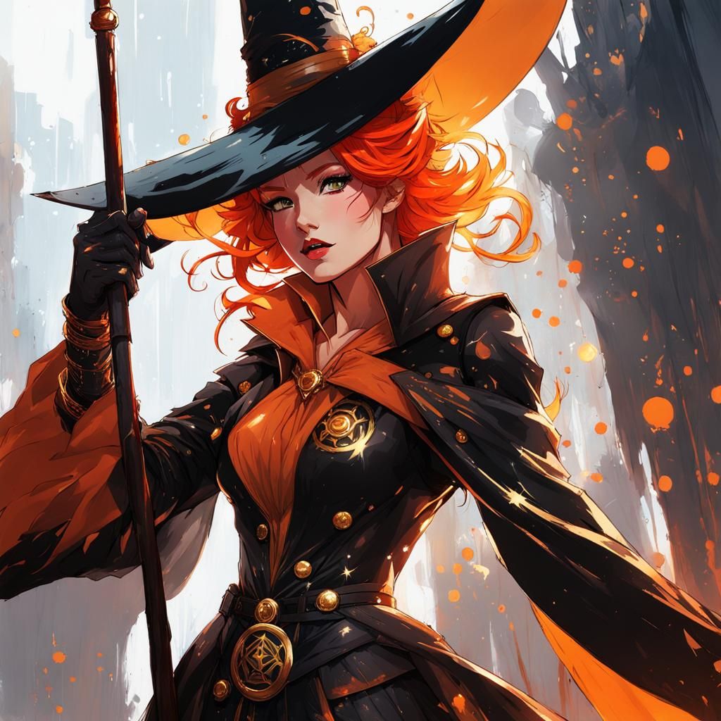 Brave Gryffindor Witch Casting a Spell, Digital Art