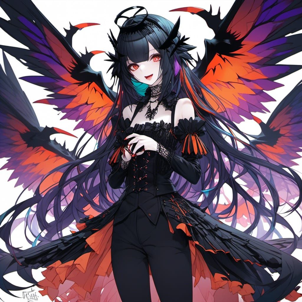 Anime Vampire with Crow in Shonen Style