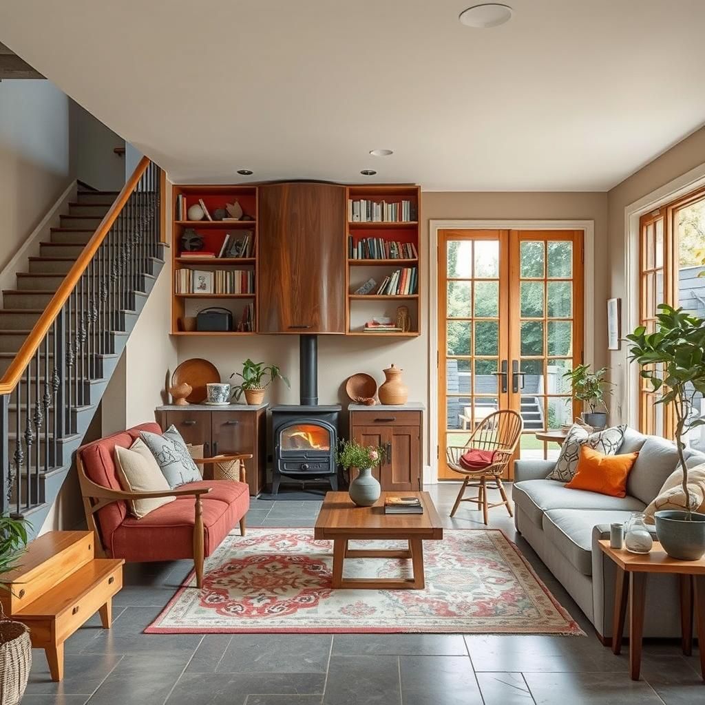 Bohemian Indie Open Living Room with Upcycled Furniture