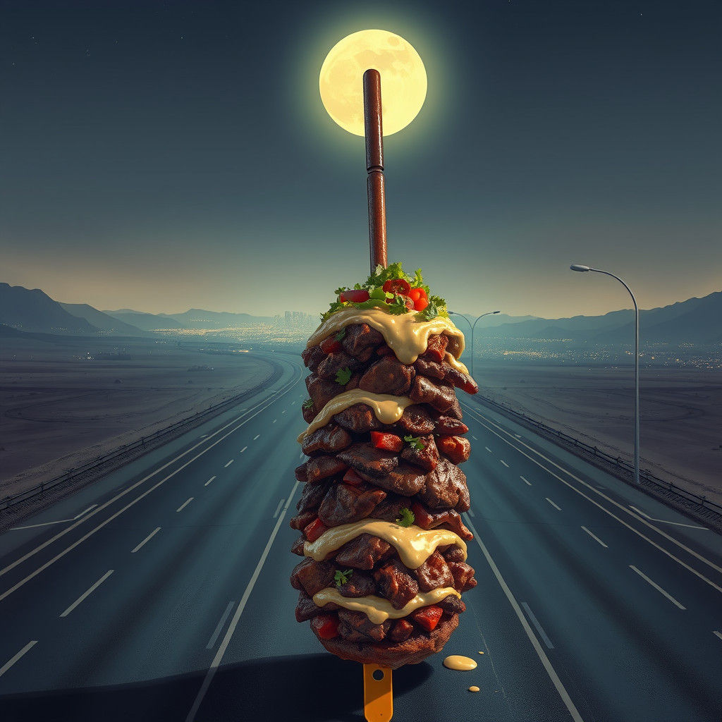 Giant Kebab on Deserted Highway, Comic Book Art