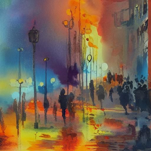 Abstract Beat in Gouache and Watercolor Style