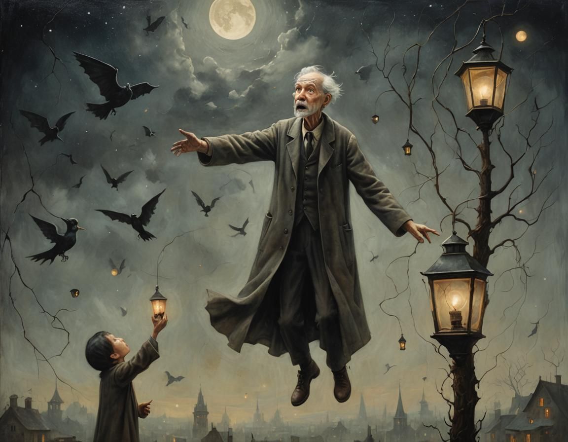 Eerie Portrait: Old Man Emerging from the Void