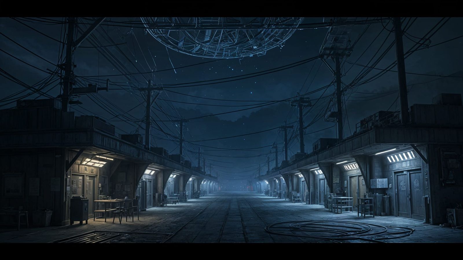 Breathtaking 3D Anime Art of a Military Base at Night