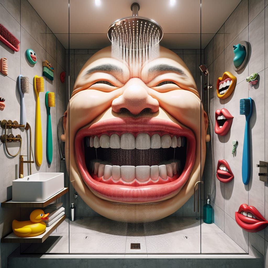 Surreal Bathroom Design with Smiling Face