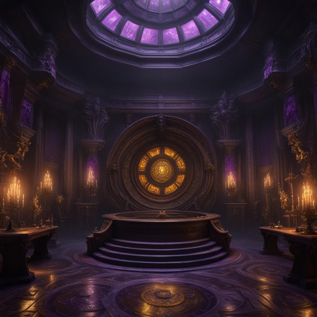 Dark Villain Lair with Throne, Hyperdetailed Dark Fantasy