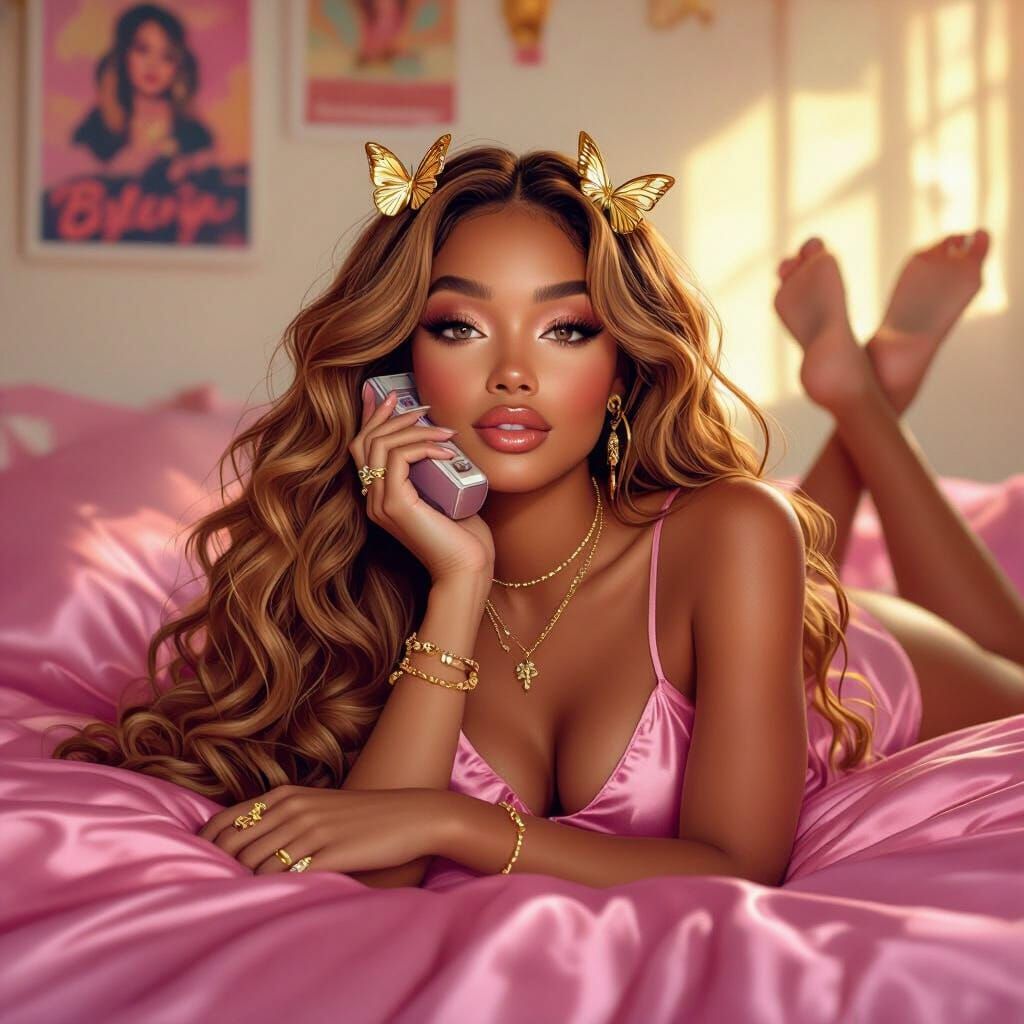 Dreamy 90s Portrait of Woman with Strawberry Blonde Hair