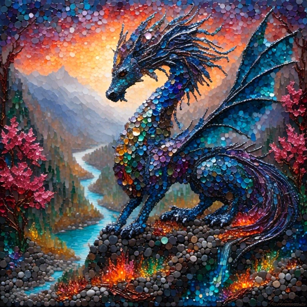Majestic Dragon Perched Above Enchanted Forest
