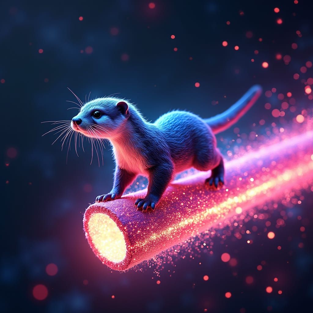Psychedelic Otter in Neon Space