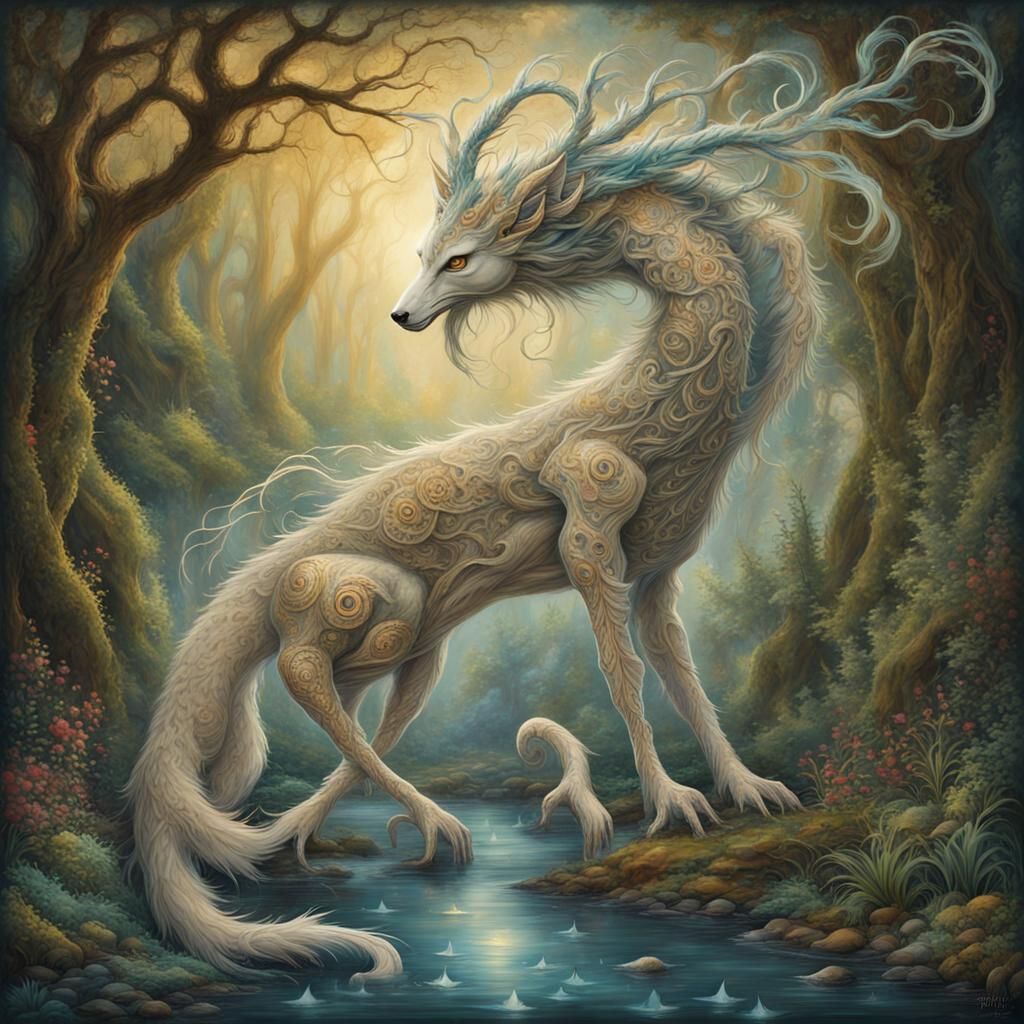 Ethereal Creature in a Dark Fantasy Art Style