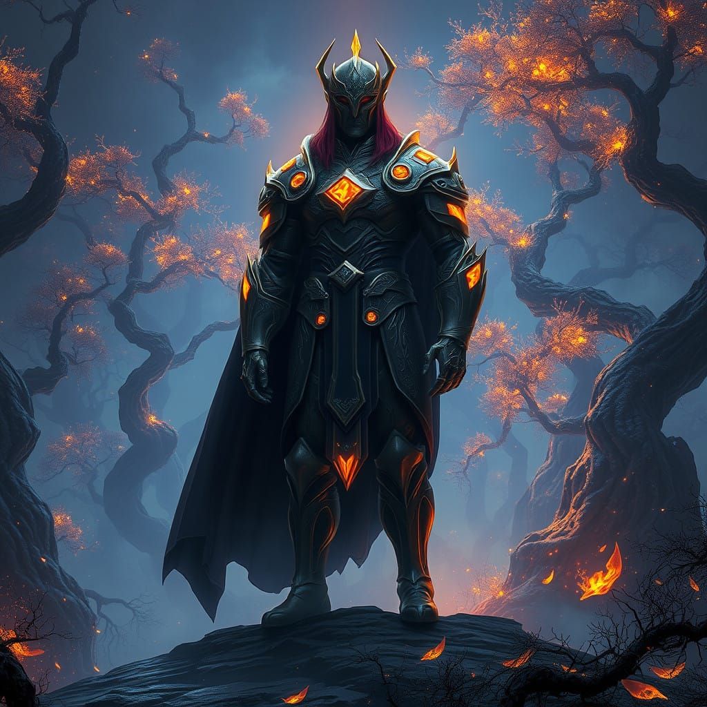 Regal Figure in Ancient Fantasy Landscape