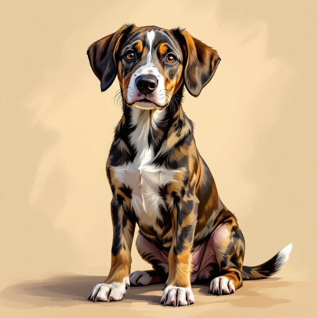 Brindle Staghound With Big Paws And Cute Face