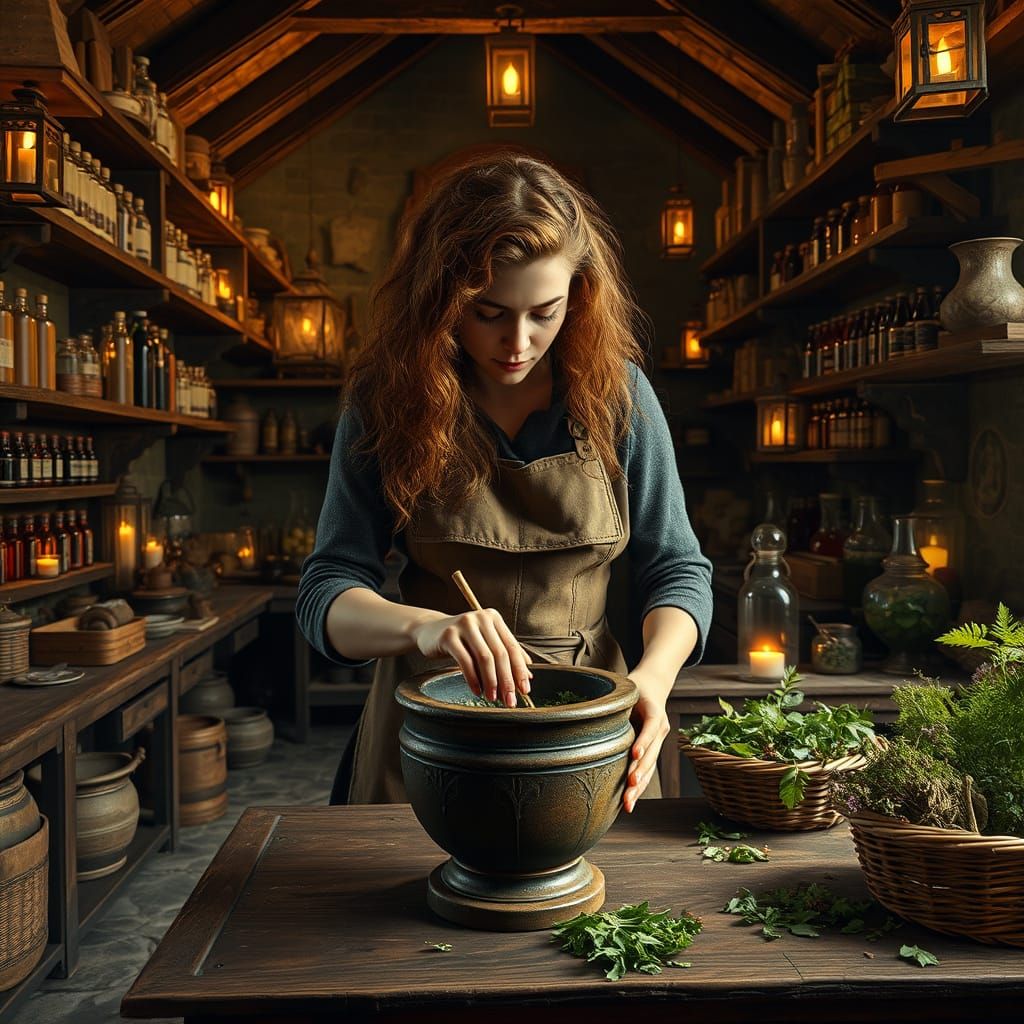 Apothecary Alchemist in Golden Light