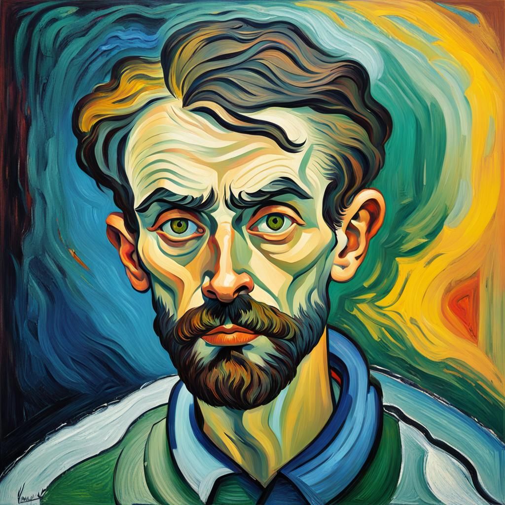 Brooding Artist Portrait in Expressionist Style