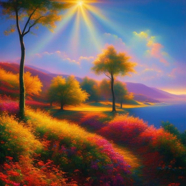 Joyful Sunny Day in Oil Painting Style