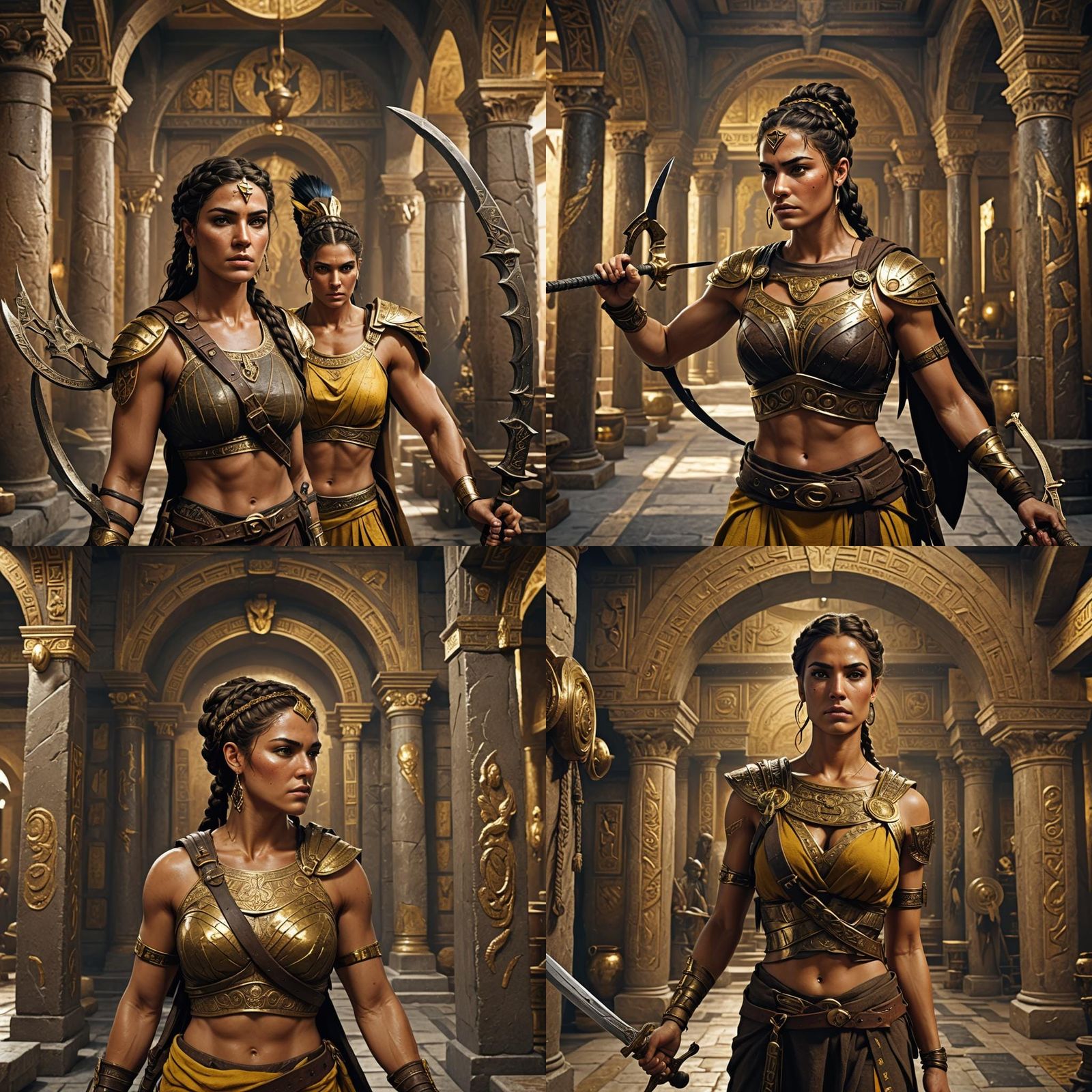 Strong Greek Woman in Ancient Armory