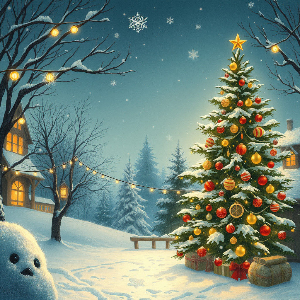 Enchanting Christmas Tree in Winter Wonderland