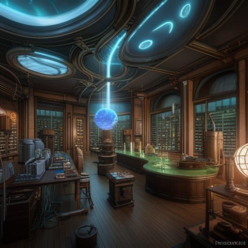 Mad Scientist's Biopunk Laboratory with Plasma Overload