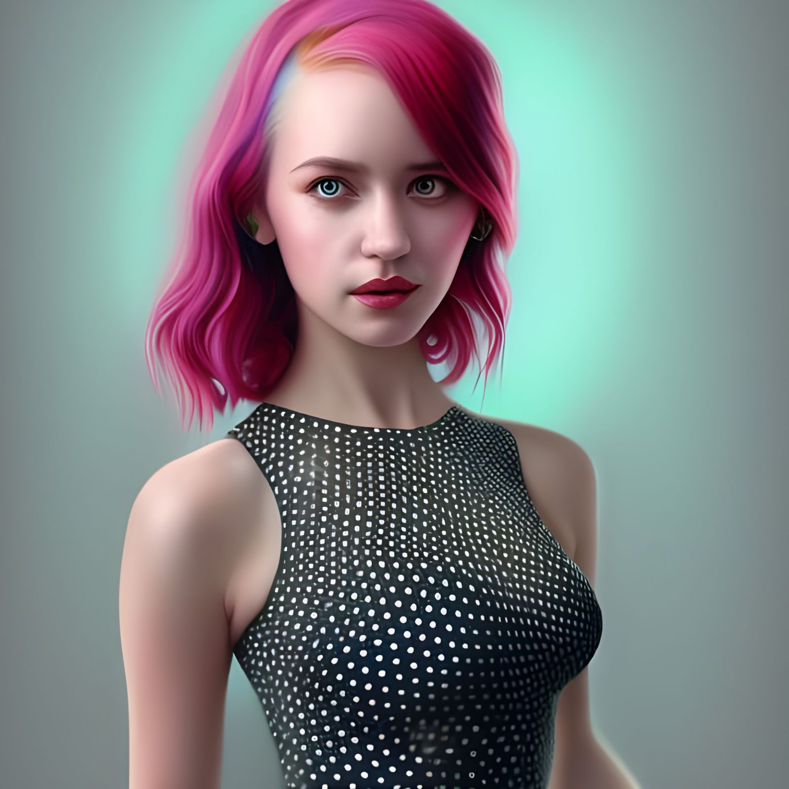 Rainbow Haired Woman in VR Headset: Hyperrealistic Portrait