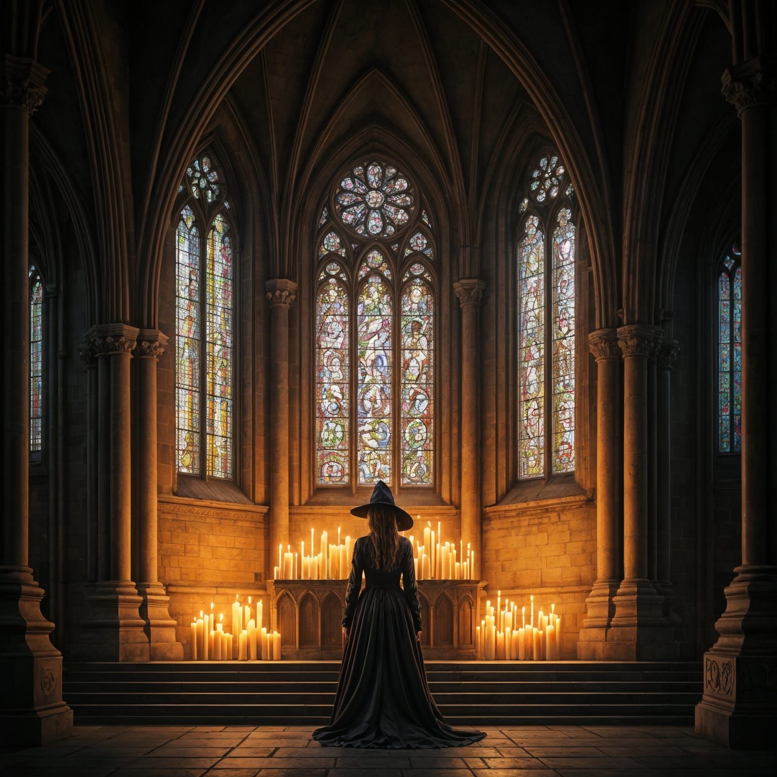 Gothic Church with Witch in Beksinski Style