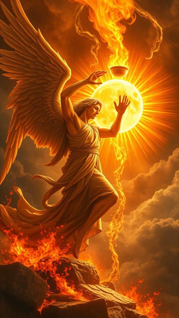 Apocalyptic Scene of a Blazing Sun Scorching the Earth