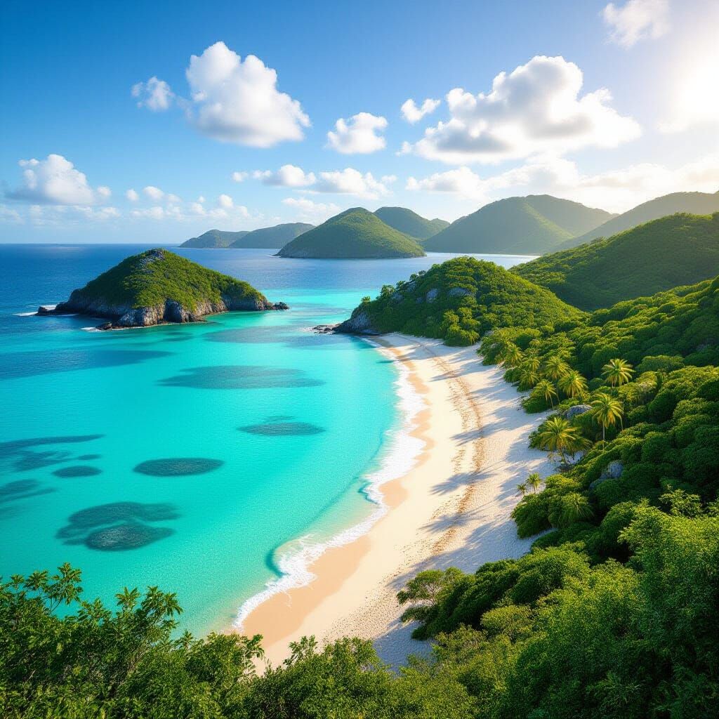 Trunk Bay Paradise: White Sand, Turquoise Water, Lush Hills