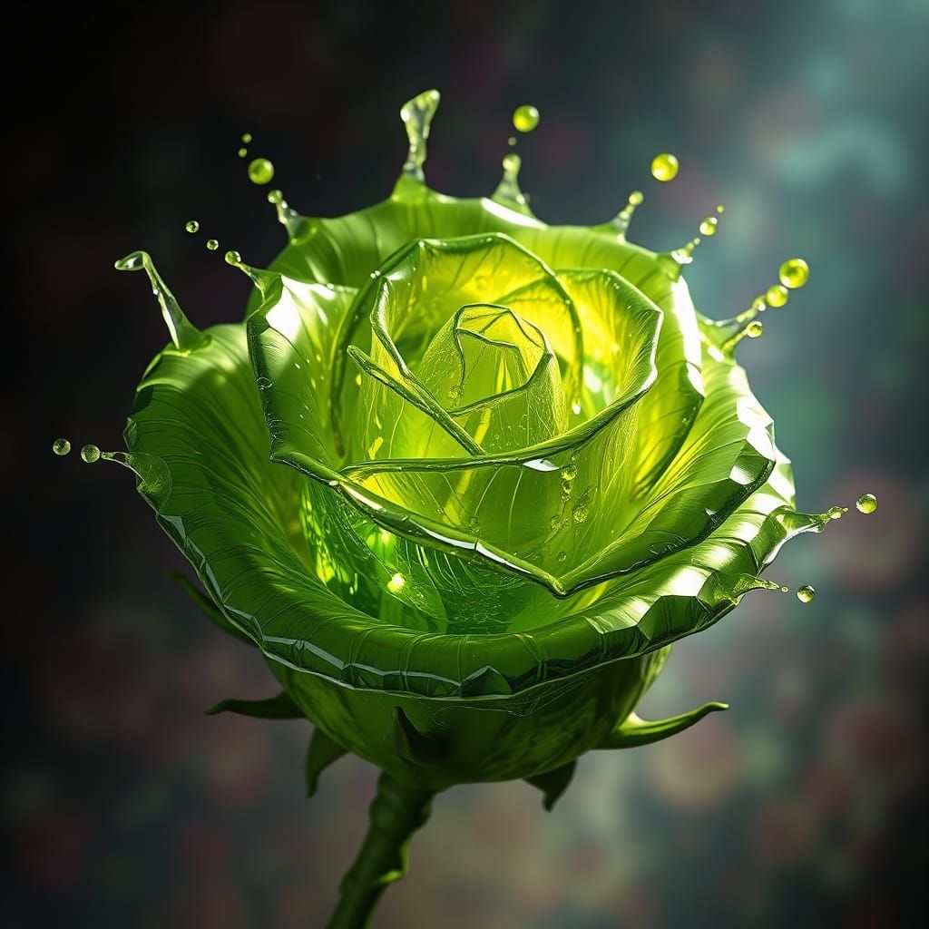 Hyperrealistic Rose-Shaped Peridot in Vibrant Color