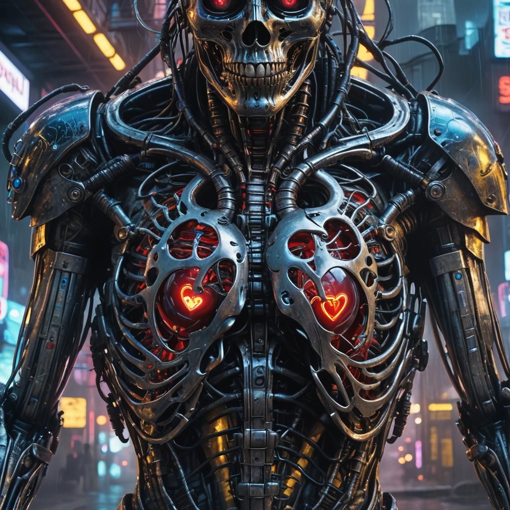 Steelers Heart in Cyberpunk Biomechanical Art