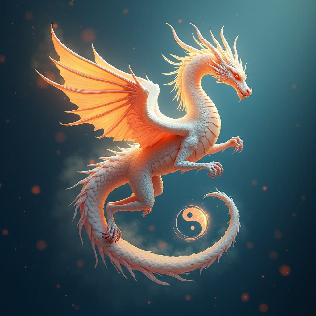 Mystical Phoenix Dragon Embodies Harmonious Yin Yang
