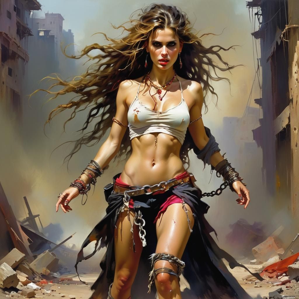 Post-Apocalyptic Warrior Princess in Hyper-Realistic Style