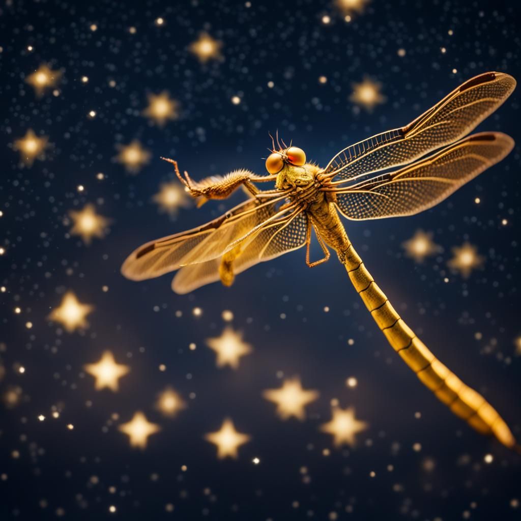 Golden Dragon in Starry Night: Professional Photography