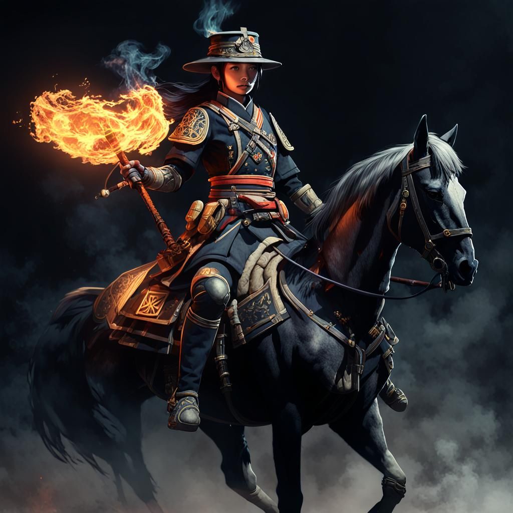 Dark Fantasy: Japanese Monomi Rider with Shadow Weapon