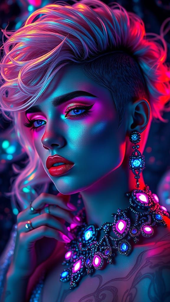 Androgynous Figure in Bioluminescent Splendor