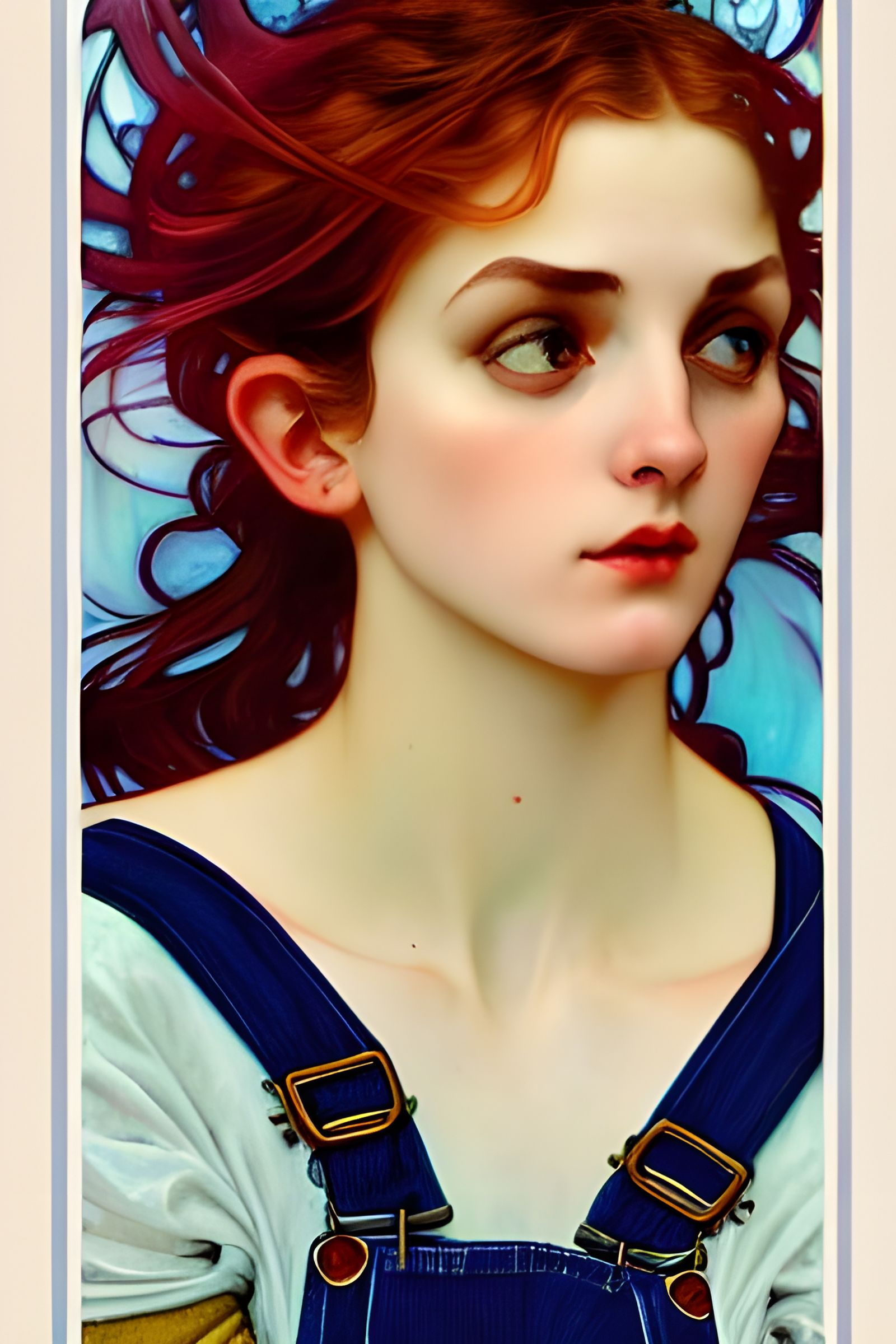 Mario as God: Maximalist Matte Painting in Art Nouveau Style