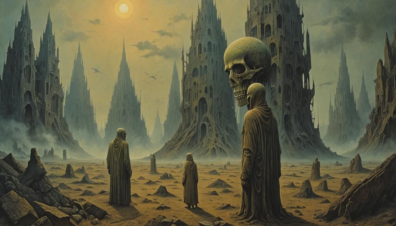 Surreal Gothic Landscape in a Psychedelic Style